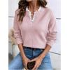 image:imageSOLY HUX Womens Long Sleeve Sweater Lace Trim Notched V Neck Knit Pullover Tops Casual Trendy SweatersPure Pink