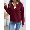 image:imageSOLY HUX Womens Long Sleeve Sweater Lace Trim Notched V Neck Knit Pullover Tops Casual Trendy SweatersPure Red