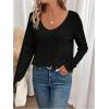 image:imageSOLY HUX Womens Long Sleeve T Shirts Lace Back Scoop Neck Tee Knitted Tops Fall ClothesPlain Black