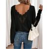image:imageSOLY HUX Womens Long Sleeve T Shirts Lace Back Scoop Neck Tee Knitted Tops Fall ClothesPlain Black