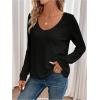 image:imageSOLY HUX Womens Long Sleeve T Shirts Lace Back Scoop Neck Tee Knitted Tops Fall ClothesPlain Black