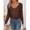 image:imageSOLY HUX Womens Long Sleeve T Shirts Lace Back Scoop Neck Tee Knitted Tops Fall ClothesPlain Brown