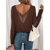 image:imageSOLY HUX Womens Long Sleeve T Shirts Lace Back Scoop Neck Tee Knitted Tops Fall ClothesPlain Brown