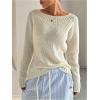 image:imageSOLY HUX Womens Off The Shoulder Sweater Boat Neck Knit Top Pullover Fall ClothesPlain Apricot