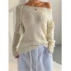 image:imageSOLY HUX Womens Off The Shoulder Sweater Boat Neck Knit Top Pullover Fall ClothesPlain Apricot