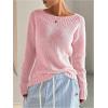 image:imageSOLY HUX Womens Off The Shoulder Sweater Boat Neck Knit Top Pullover Fall ClothesPlain Pink