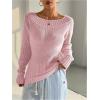 image:imageSOLY HUX Womens Off The Shoulder Sweater Boat Neck Knit Top Pullover Fall ClothesPlain Pink