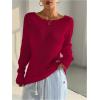 image:imageSOLY HUX Womens Off The Shoulder Sweater Boat Neck Knit Top Pullover Fall ClothesPlain Red