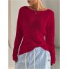 image:imageSOLY HUX Womens Off The Shoulder Sweater Boat Neck Knit Top Pullover Fall ClothesPlain Red