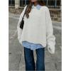 image:imageSOLY HUX Womens Oversized Sweater Long Sleeve Crew Neck Drop Shoulder Split Knit Chunky Pullover Fall Jumper TopsPure Beige