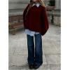 image:imageSOLY HUX Womens Oversized Sweater Long Sleeve Crew Neck Drop Shoulder Split Knit Chunky Pullover Fall Jumper TopsPure Burgundy
