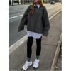 image:imageSOLY HUX Womens Oversized Sweater Long Sleeve Crew Neck Drop Shoulder Split Knit Chunky Pullover Fall Jumper TopsPure Dark Grey