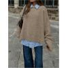 image:imageSOLY HUX Womens Oversized Sweater Long Sleeve Crew Neck Drop Shoulder Split Knit Chunky Pullover Fall Jumper TopsPure Khaki