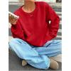 image:imageSOLY HUX Womens Oversized Sweater Long Sleeve Crewneck Cute Pullover Knit Tops Casual Trendy Fall Winter ClothingPure Red