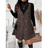 image:imageSOLY HUX Womens Plus Size Dress Set Leopard Print Overall Short Dress with Long Sleeve Fitted T Shirts Fall OutfitsKhaki Black