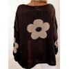 image:imageSOLY HUX Womens Plus Size Floral Sweater Long Sleeve Oversized Fall Knit Pullover TopsCoffee Brown
