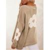 image:imageSOLY HUX Womens Plus Size Floral Sweater Long Sleeve Oversized Fall Knit Pullover TopsKhaki Floral
