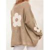 image:imageSOLY HUX Womens Plus Size Floral Sweater Long Sleeve Oversized Fall Knit Pullover TopsKhaki Floral
