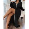 image:imageSOLY HUX Womens Plus Size Hooded Robes Long Sleeve Belted Long Kimono Bathrobe LoungewearPure Black