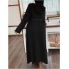 image:imageSOLY HUX Womens Plus Size Hooded Robes Long Sleeve Belted Long Kimono Bathrobe LoungewearPure Black
