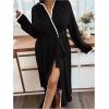 image:imageSOLY HUX Womens Plus Size Hooded Robes Long Sleeve Belted Long Kimono Bathrobe LoungewearPure Black
