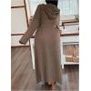 image:imageSOLY HUX Womens Plus Size Hooded Robes Long Sleeve Belted Long Kimono Bathrobe LoungewearPure Coffee Brown