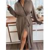 image:imageSOLY HUX Womens Plus Size Hooded Robes Long Sleeve Belted Long Kimono Bathrobe LoungewearPure Coffee Brown