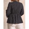 image:imageSOLY HUX Womens Plus Size Lace Blouse Deep V Neck Lantern Long Sleeve Peplum Ruffle Hem Flowy Tops ShirtsMulticolor Polka Dots