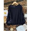 image:imageSOLY HUX Womens Plus Size Sweaters Pullover Bowknot Long Sleeve Crew Neck Knit Fall TopsDark Blue