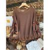 image:imageSOLY HUX Womens Plus Size Sweaters Pullover Bowknot Long Sleeve Crew Neck Knit Fall TopsPlain Brown