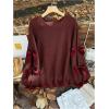 image:imageSOLY HUX Womens Plus Size Sweaters Pullover Bowknot Long Sleeve Crew Neck Knit Fall TopsPlain Burgundy