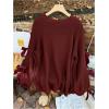image:imageSOLY HUX Womens Plus Size Sweaters Pullover Bowknot Long Sleeve Crew Neck Knit Fall TopsPlain Burgundy