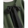 image:imageSOLY HUX Womens Plus Size Sweaters Pullover Bowknot V Neck Long Sleeve Knit Tops Fall ClothesArmy Green