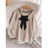 image:imageSOLY HUX Womens Plus Size Sweaters Pullover Bowknot V Neck Long Sleeve Knit Tops Fall ClothesBeige Bow