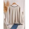 image:imageSOLY HUX Womens Plus Size Sweaters Pullover Bowknot V Neck Long Sleeve Knit Tops Fall ClothesBeige Bow