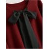 image:imageSOLY HUX Womens Plus Size Sweaters Pullover Bowknot V Neck Long Sleeve Knit Tops Fall ClothesBurgundy