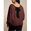 image:imageSOLY HUX Womens Plus Size Sweaters Pullover Bowknot V Neck Long Sleeve Knit Tops Fall ClothesCoffee Brown