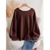 image:imageSOLY HUX Womens Plus Size Sweaters Pullover Bowknot V Neck Long Sleeve Knit Tops Fall ClothesCoffee Brown