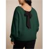 image:imageSOLY HUX Womens Plus Size Sweaters Pullover Bowknot V Neck Long Sleeve Knit Tops Fall ClothesDark Green