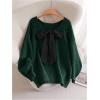 image:imageSOLY HUX Womens Plus Size Sweaters Pullover Bowknot V Neck Long Sleeve Knit Tops Fall ClothesDark Green