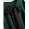 image:imageSOLY HUX Womens Plus Size Sweaters Pullover Bowknot V Neck Long Sleeve Knit Tops Fall ClothesDark Green