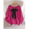 image:imageSOLY HUX Womens Plus Size Sweaters Pullover Bowknot V Neck Long Sleeve Knit Tops Fall ClothesHot Pink