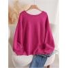 image:imageSOLY HUX Womens Plus Size Sweaters Pullover Bowknot V Neck Long Sleeve Knit Tops Fall ClothesHot Pink