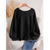 image:imageSOLY HUX Womens Plus Size Sweaters Pullover Bowknot V Neck Long Sleeve Knit Tops Fall ClothesPure Black