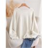 image:imageSOLY HUX Womens Plus Size Sweaters Pullover Bowknot V Neck Long Sleeve Knit Tops Fall ClothesWhite Bow