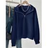 image:imageSOLY HUX Womens Quarter Zip Sweatshirts Long Sleeve Mock Neck Hoodies Oversized Pullover Tops Fall ClothesDark Blue