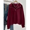 image:imageSOLY HUX Womens Quarter Zip Sweatshirts Long Sleeve Mock Neck Hoodies Oversized Pullover Tops Fall ClothesPlain Burgundy