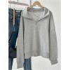 image:imageSOLY HUX Womens Quarter Zip Sweatshirts Long Sleeve Mock Neck Hoodies Oversized Pullover Tops Fall ClothesPlain Grey