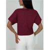 image:imageSOLY HUX Womens Short Sleeve Office Spring Winter Cardigan Sweater Button Down V Neck Slim Fit Elegant Knit TopsPlain Burgundy