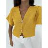 image:imageSOLY HUX Womens Short Sleeve Office Spring Winter Cardigan Sweater Button Down V Neck Slim Fit Elegant Knit TopsPlain Yellow